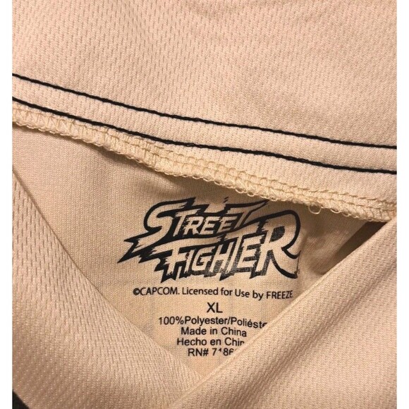 Street Fighter Baseball Jersey Button Up Men’s Size XL Black Video Game Capcom - Picture 8 of 8